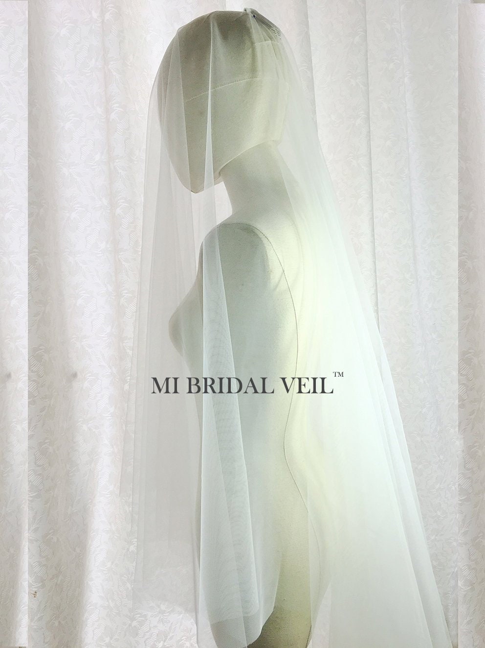 Soft Tulle Veil, Wedding Veil With Blusher, Drop Beach Boho Bridal Sheer Pin, Mi