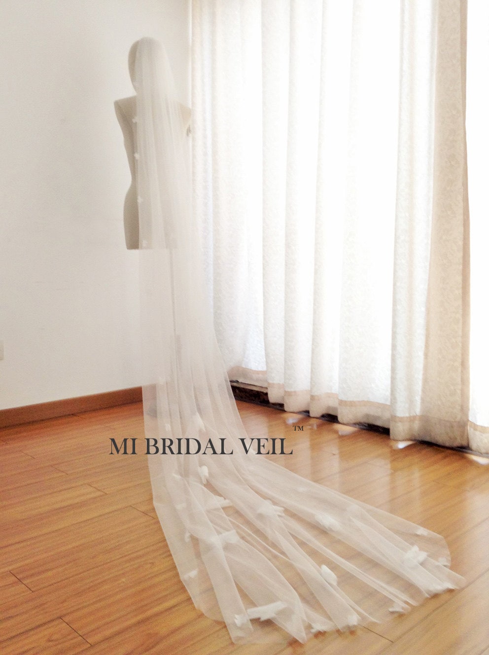 Flower Wedding Veil, Veil With Flowers, Petal Boho Floral Soft Bridal Mi