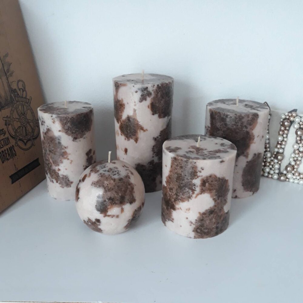 Brown & Beige Pillar Candles. Decorative