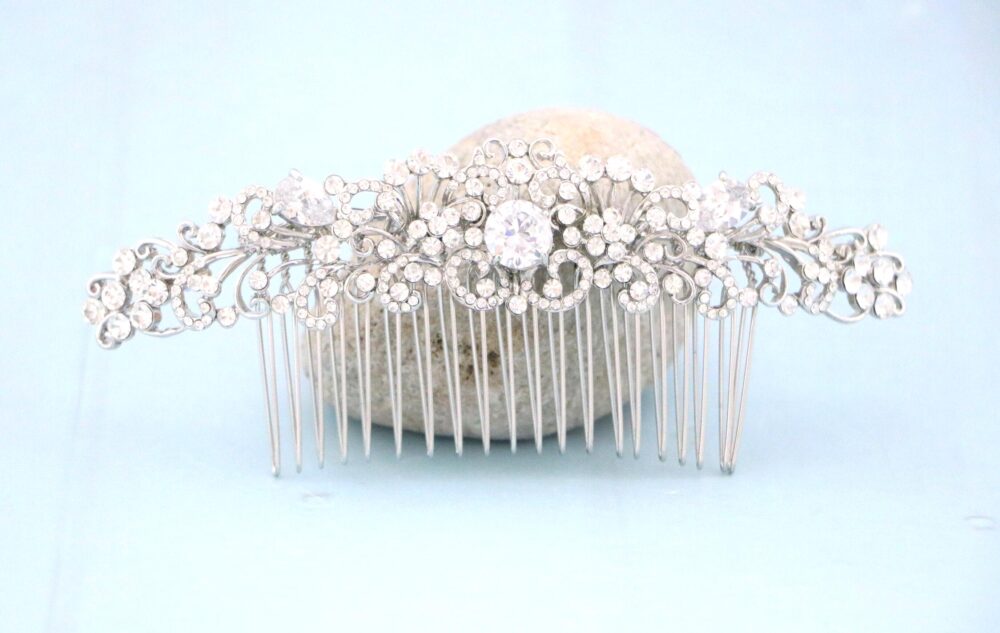 Silver Rhinestone Wedding Hair Comb - Bridal Accessory Crystal Hair Comb Gold Veil Rose Gold Piece