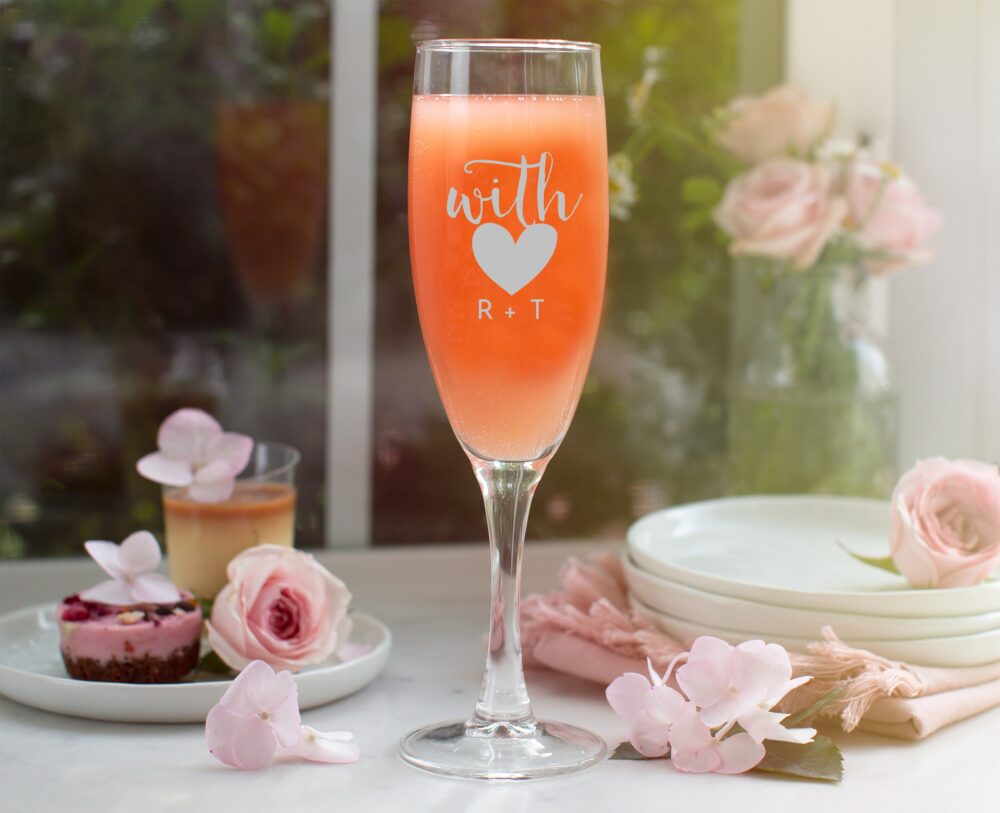 Etched 5.75 Oz Champagne Flute - Wedding Favor Gift Engraved
