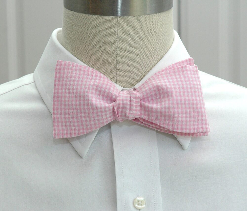 Pink Gingham Bow Tie Wedding Groom Groomsmen Gift