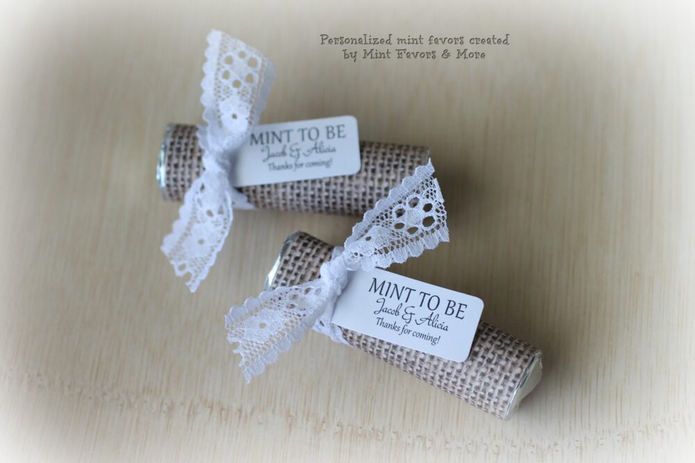 Burlap Lace Wedding Favors Personalized Mint To Be Favors