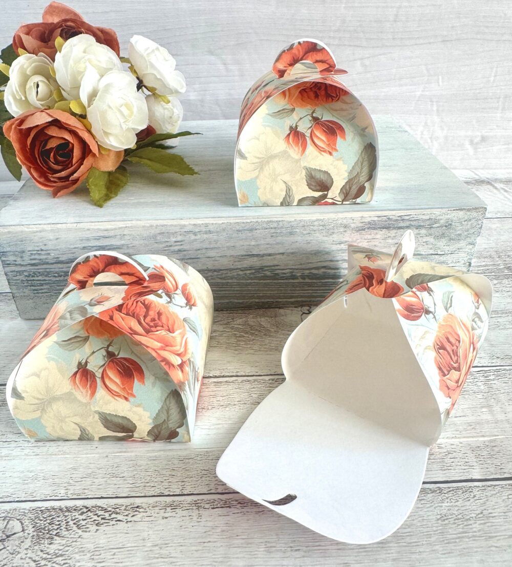 Floral Vintage Wedding Favors Boxes, Souvenir | 12 Pack