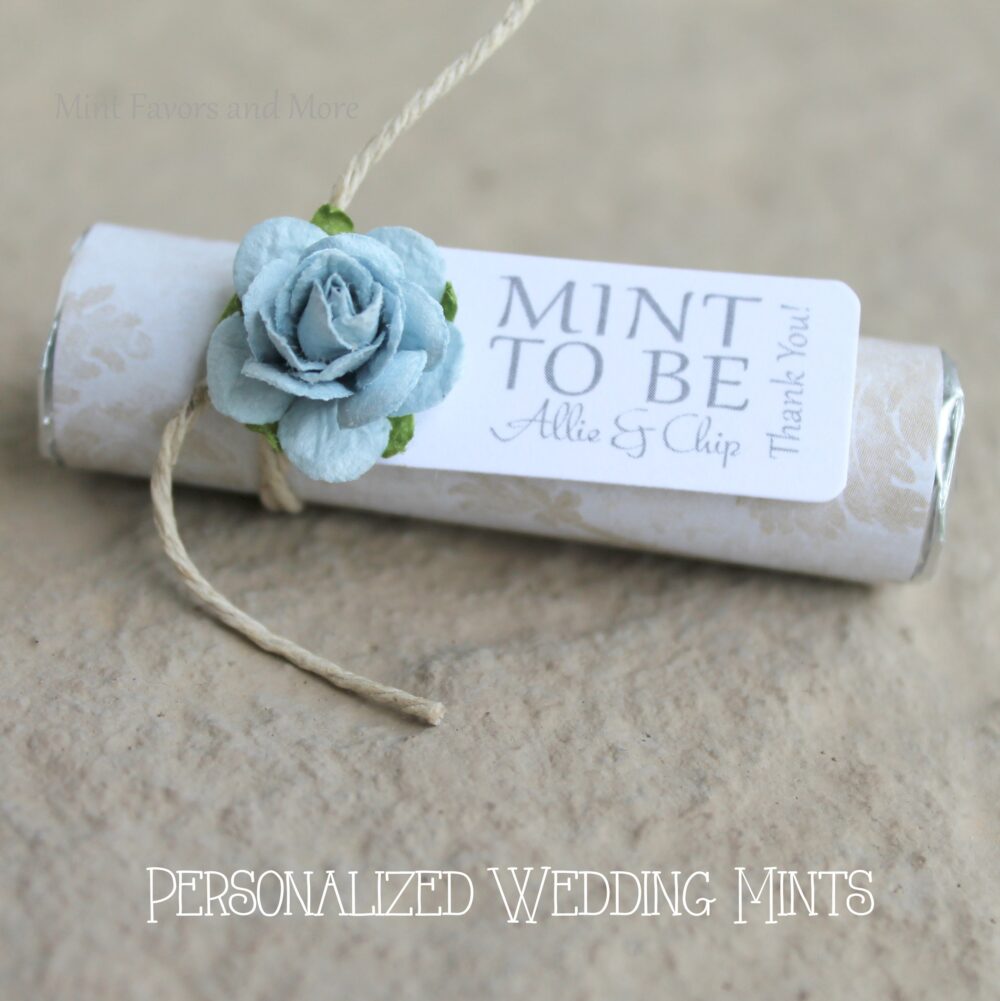 Wedding Favors, Personalized Mints, Baby Blue Theme, 36 Mint Roll Party Favors