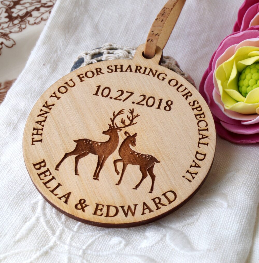 Wedding Ornaments, Wedding Favors, Wooden Personalized Thank You Gifts For Guests, Favor Set Of 25 Pc