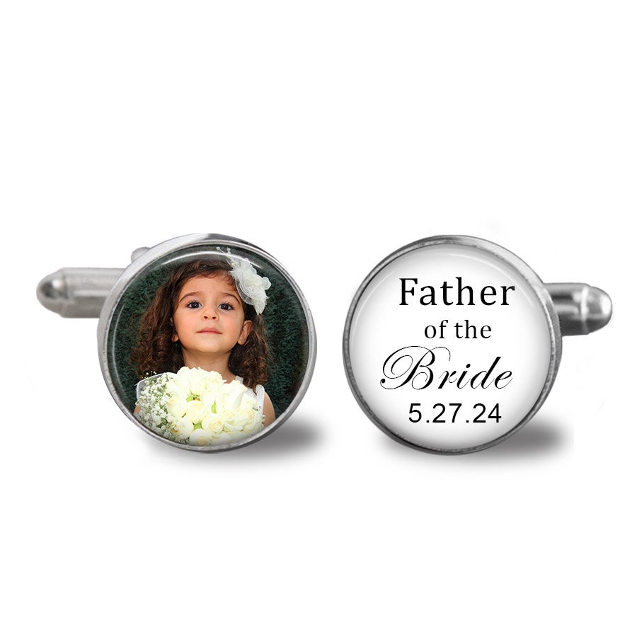 Father Of The Bride Gift - To Dad- Bridal Cufflinks Photo Cuff Links Father Bride Gift Wedding