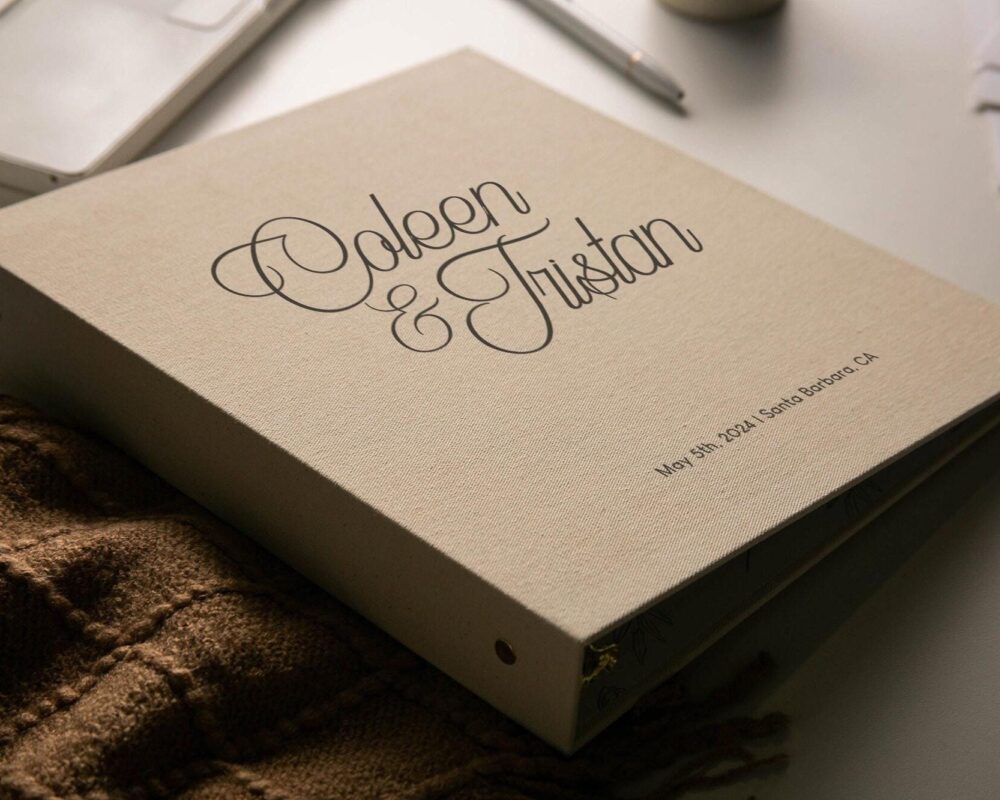 Wedding 3 Ring Linen Binder | Design 6 - Engagement Keepsake Gift Custom Diy Cream Bridal Planning Checklist For Fiancé Future Bride