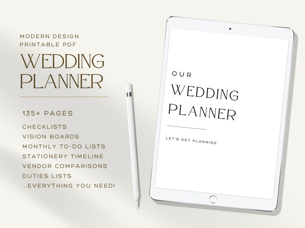 Modern Wedding Planner 130+ Pages Of Checklists | Pdf Printable