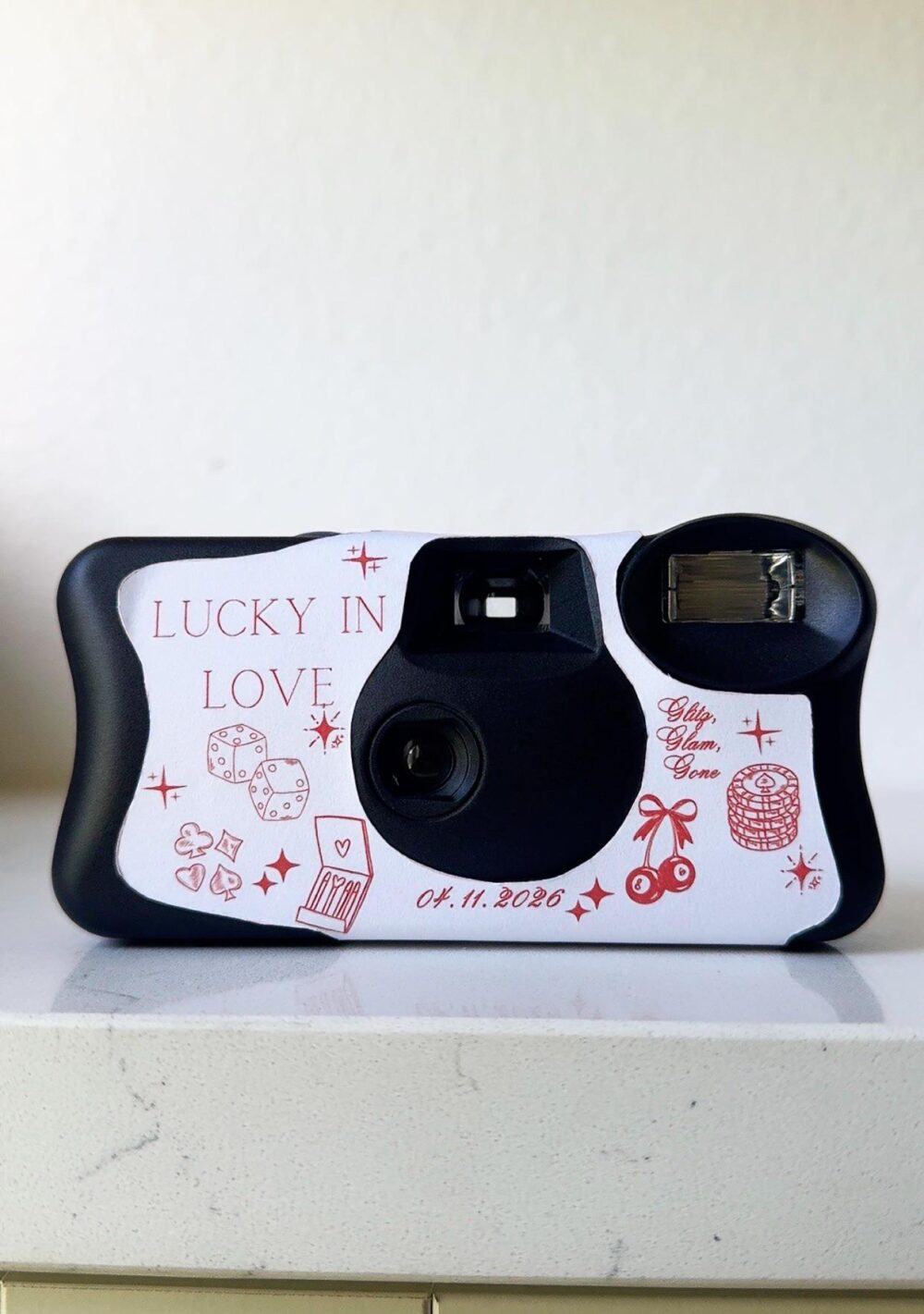 Vegas Bachelorette Kodak Camera Wrap Lucky in Love Disposable Sticker