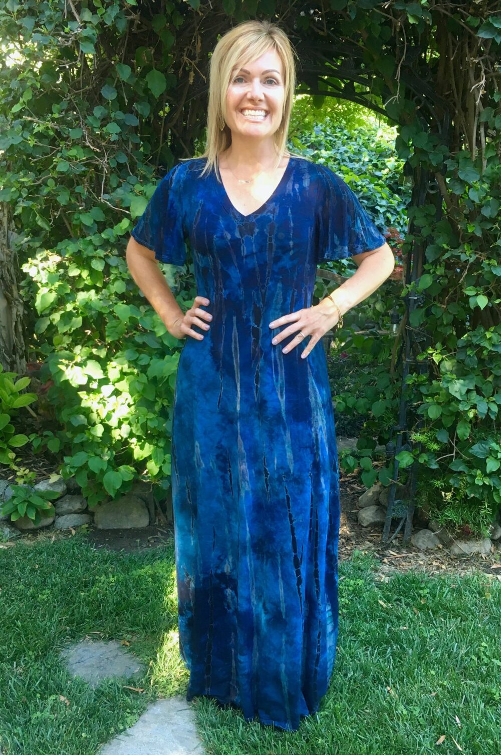 Tie Dye Maxi Dress, Maxi, A Line Summer Dresses, Dyed in Dark Blues S Only