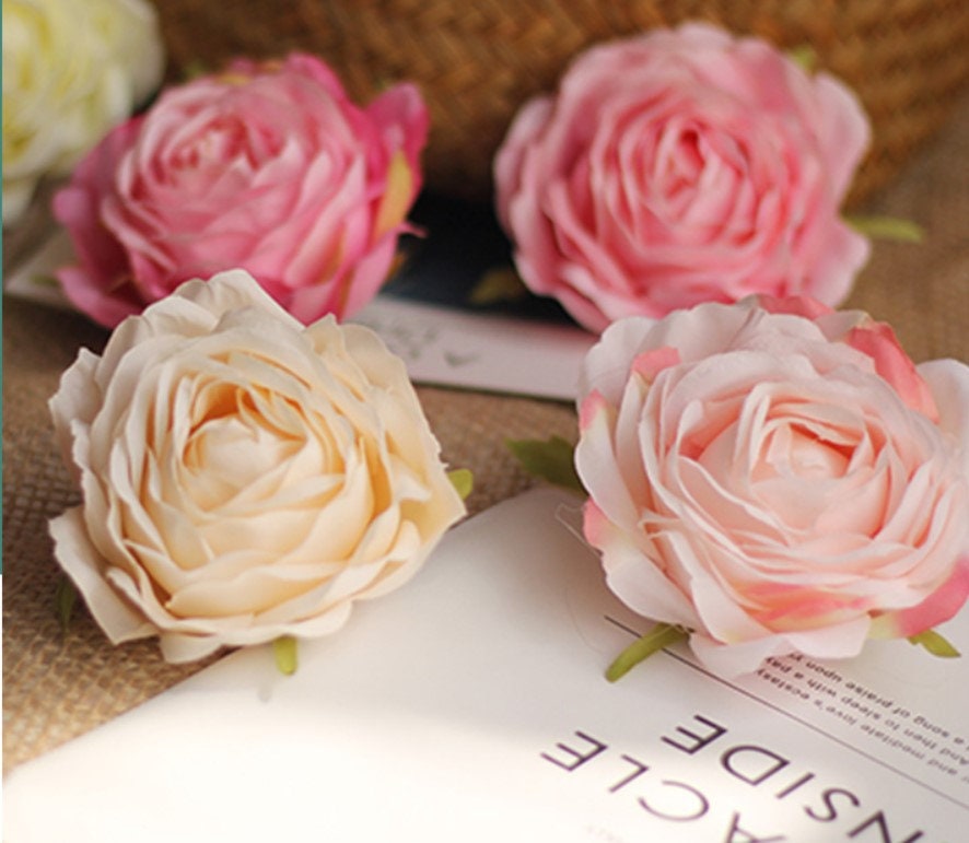 30 Heads Wedding Floral Artificial Simulation Peony Camellia Flower Heads Diam.10cm Party Diy Decoration