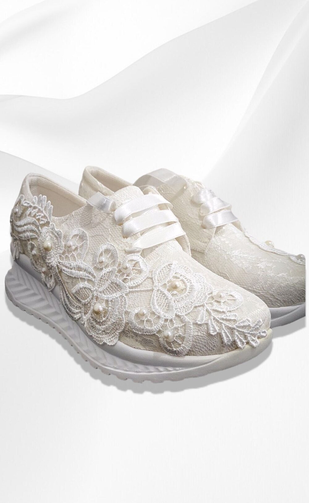 Embroidered Lace Wedding Converse - Bridal Wedge Sneakers For Bride, Comfortable Platform Shoes, Bride Lift Heel