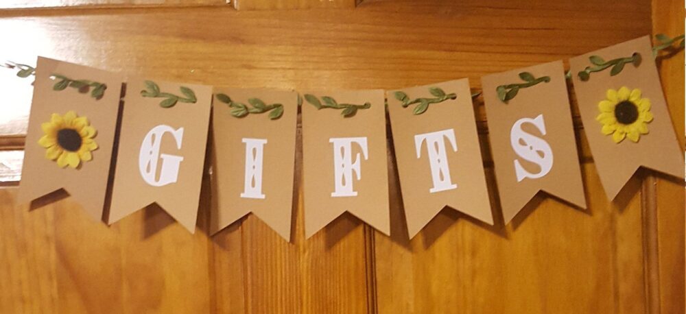 Sunflower Wedding Gift Table Banner, Floral Decor