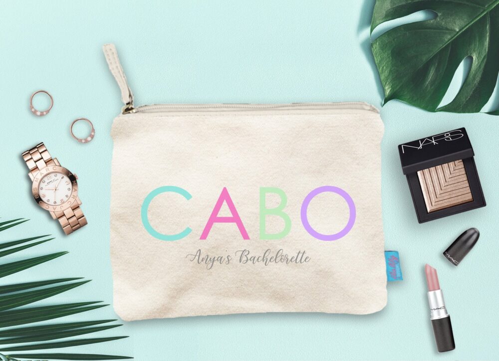 Cabo Bachelorette Party Canvas Makeup Bag, Bridesmaid Gift