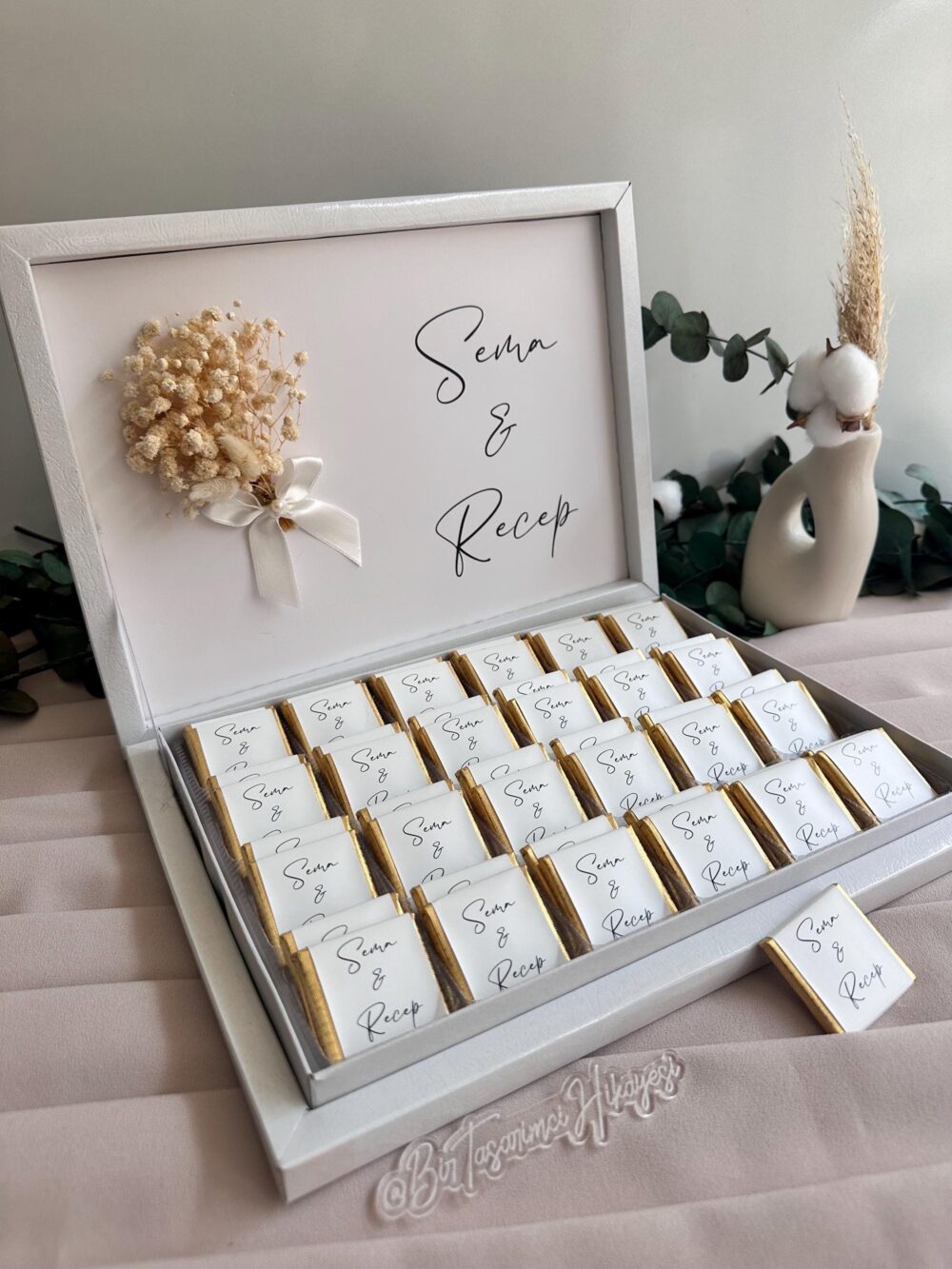 Personalized Wedding Chocolate Favors Elegant Named Box
