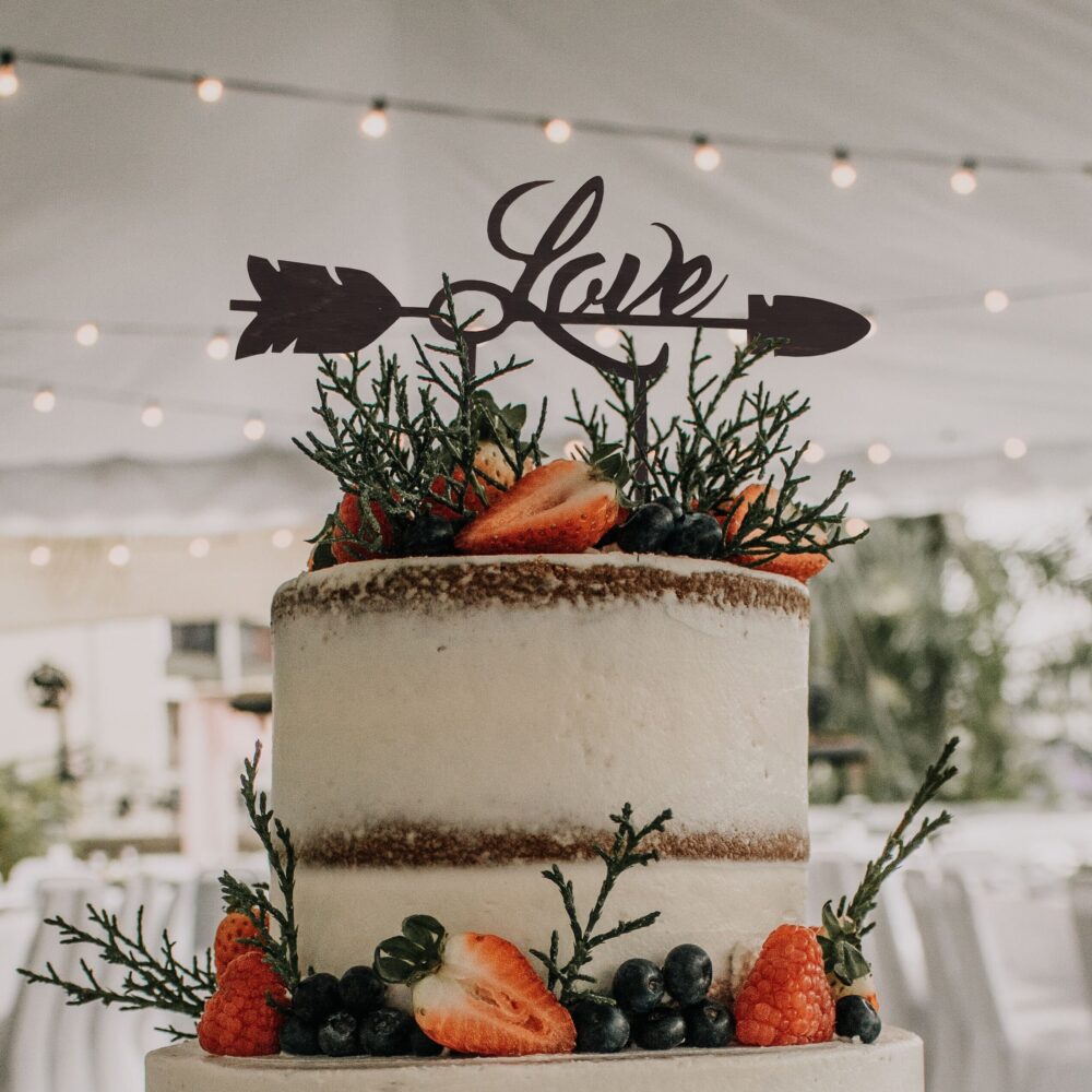Rustic Love Cake Topper Wooden Arrow - Wedding Engagement Party Decor