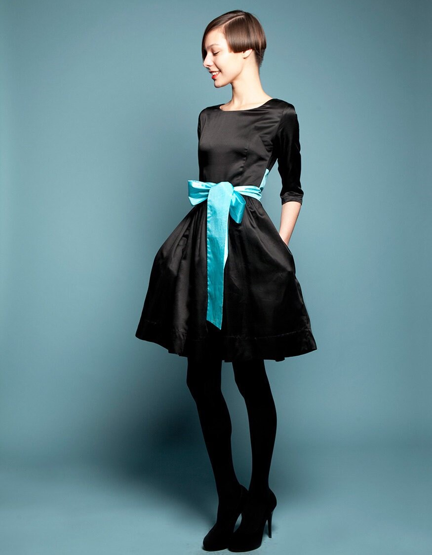 Midi Dress, Flare Audrey Hepburn Little Black Cocktail 1950's Vintage Style