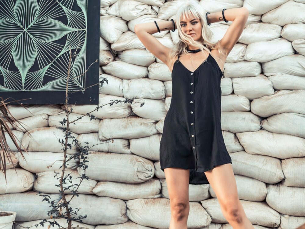 Cotton Black Mini Dress With Buttons, Summer Tank Dress, Casual Cocktail Festival Outfit Women, Sleeveless Tunic Gift For Her