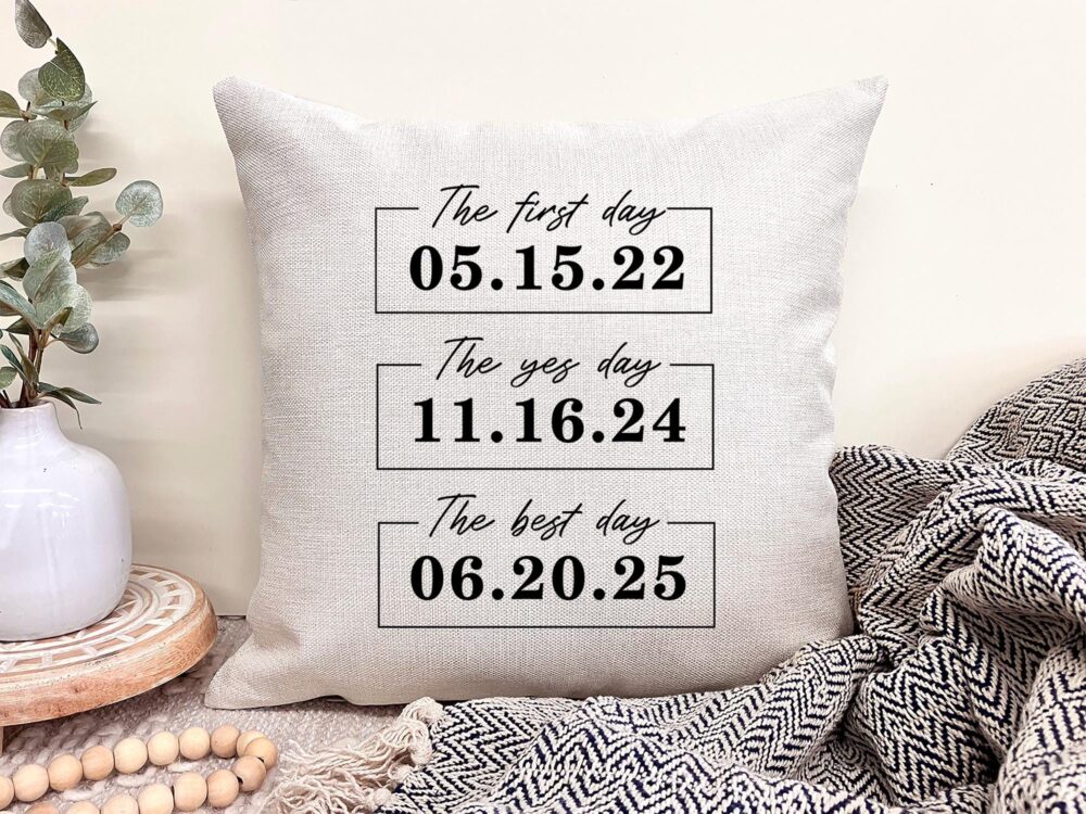 The First Day Yes Best Personalized Pillow, Wedding Pillow Keepsake Gift, Custom Couple Gift For The Bride