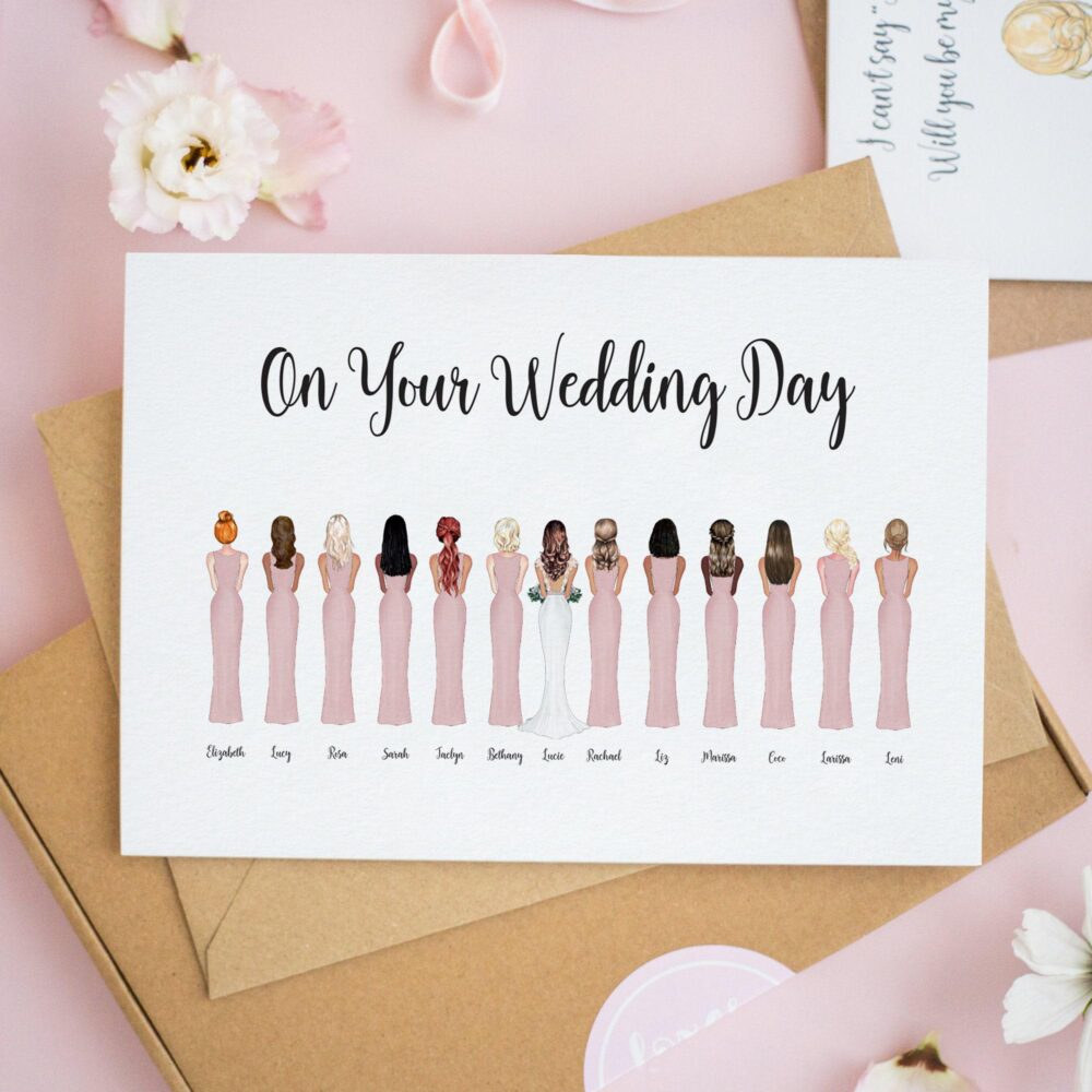 To The Bride On Her Wedding Day, Personalised Bridesmaid Proposal Cards, Will You Be My Gift #443