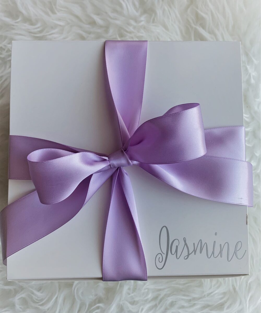 Empty Personalized Bridesmaid Proposal Box With Ribbon, 8x8x3.5 White - Bridal Shower Gift Box, Ribbon