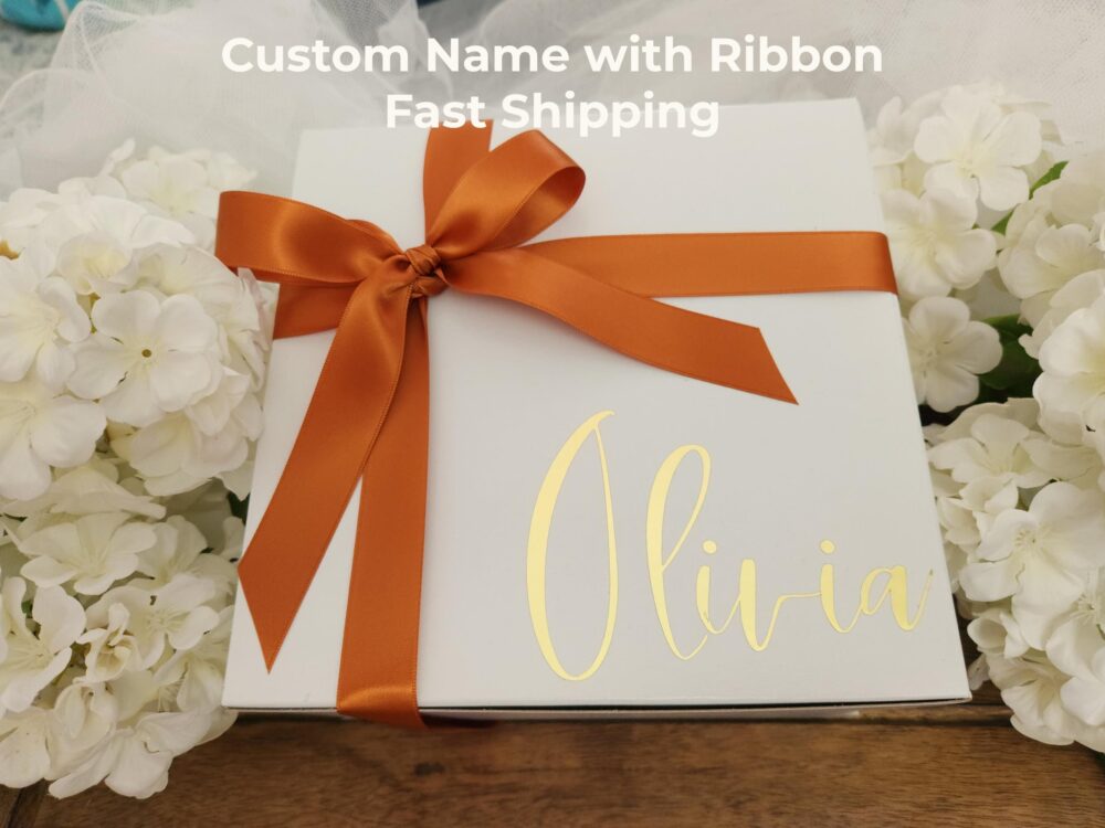Bridesmaid Proposal Box Personalized Gift Custom Name Wedding 8x8x4 Ribbon Bridal Party & Maid Of Honor