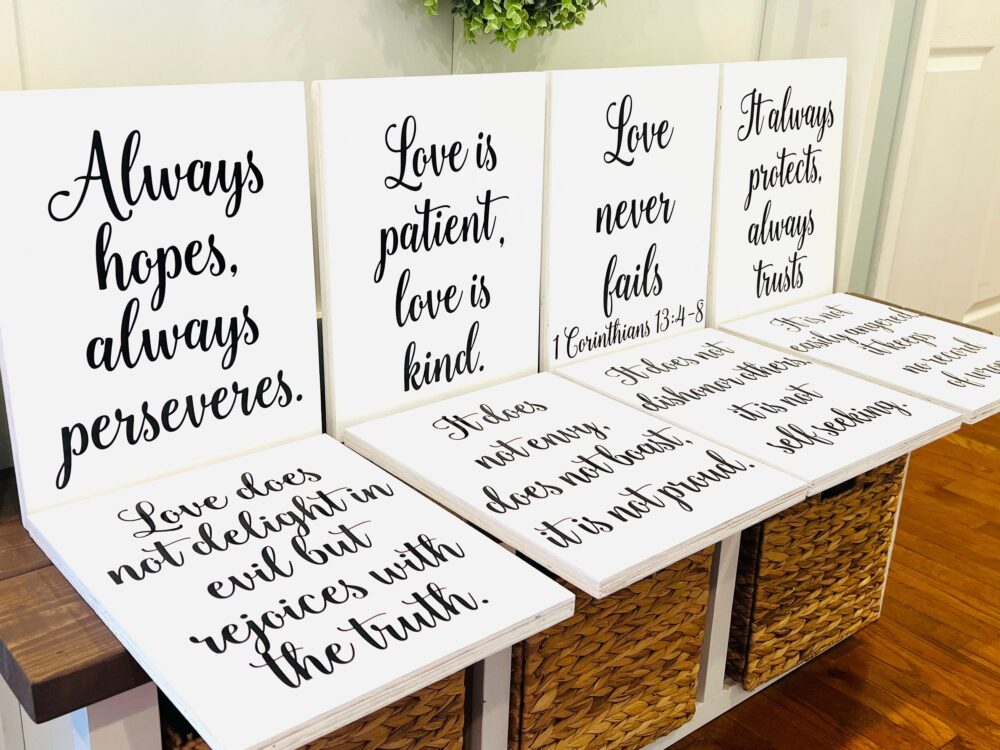 1 Corinthians 13 Wedding Signs Set | Love Is Patient Christian Decor Aisle Ceremony Decorations Never Fails