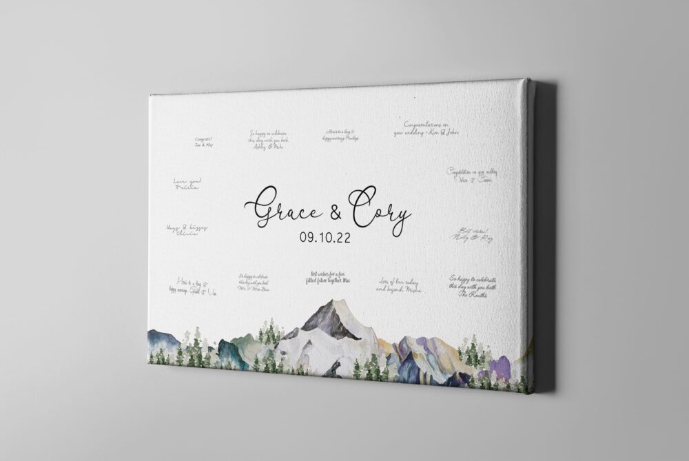 Canvas Wedding Guest Book Alternative, Woodland Teacher's Day Gift, Mountain National Park Custom Guestbook, Anniversary Gift Ideas - Gb261