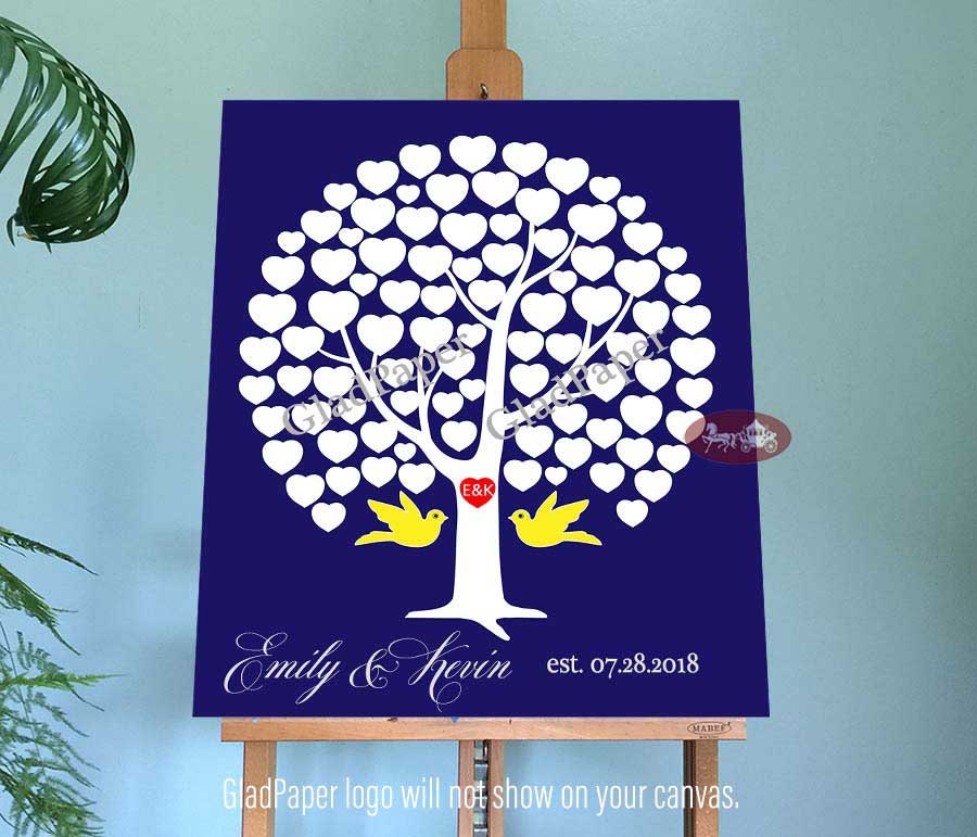 Wedding Guest Book, Tree Love Heart Guestbook, Guestbook Alternative, Personalized Canvas