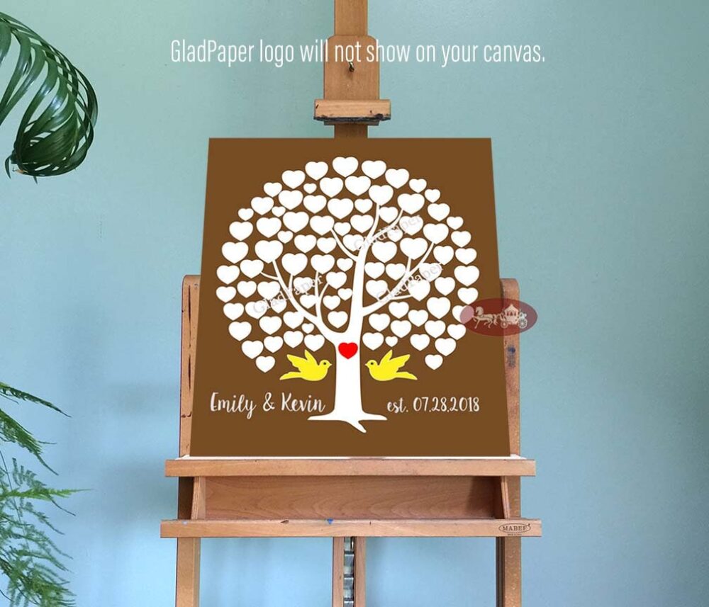 Wedding Guest Book Alternative, Tree Book, Rustic Guestbook Personalized Canvas