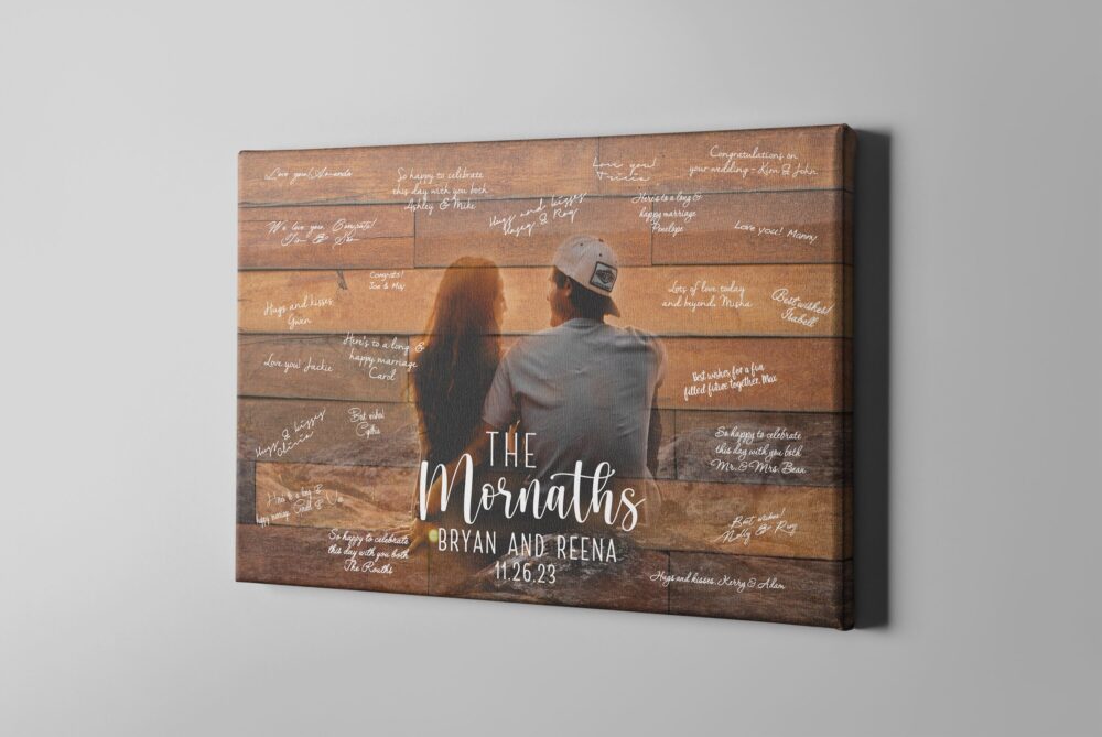 Canvas Guestbook, Wood Alternative Wedding Signature Guest Book, Anniversary Canvas Wall Home Decor, Wedding Gift For Bride To Be - Cgb405
