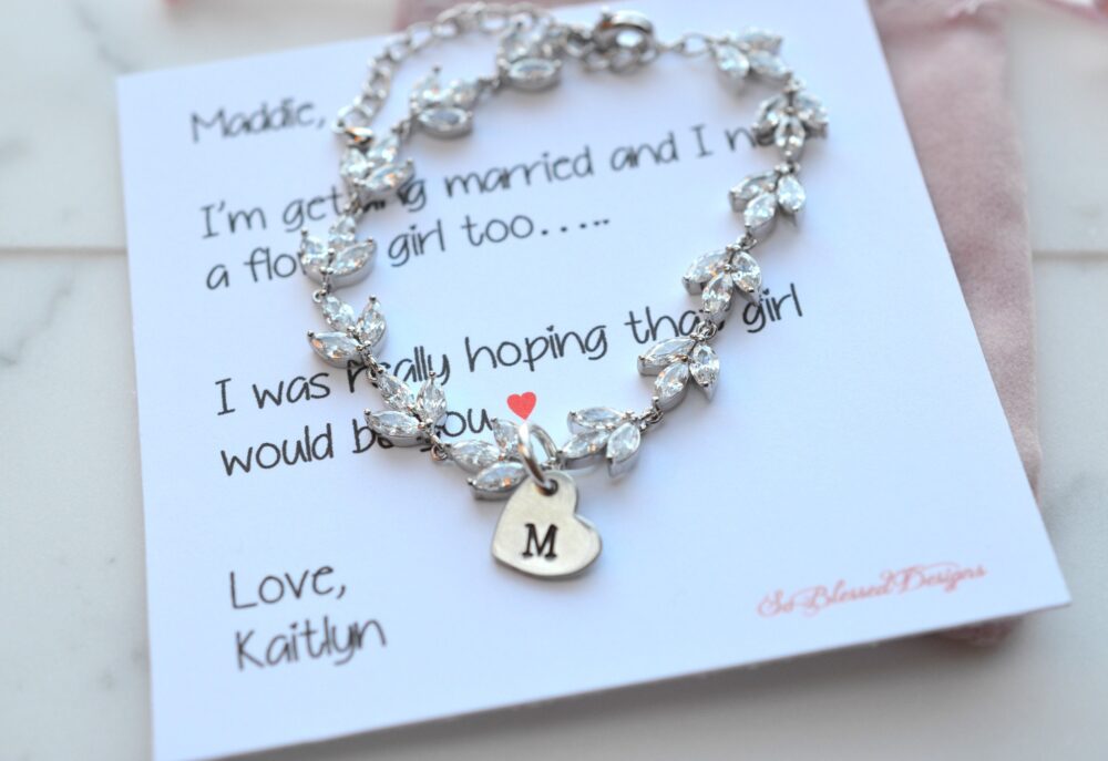Flower Girl Bracelet, Personalized Proposal, Gift, Wedding Jewelry