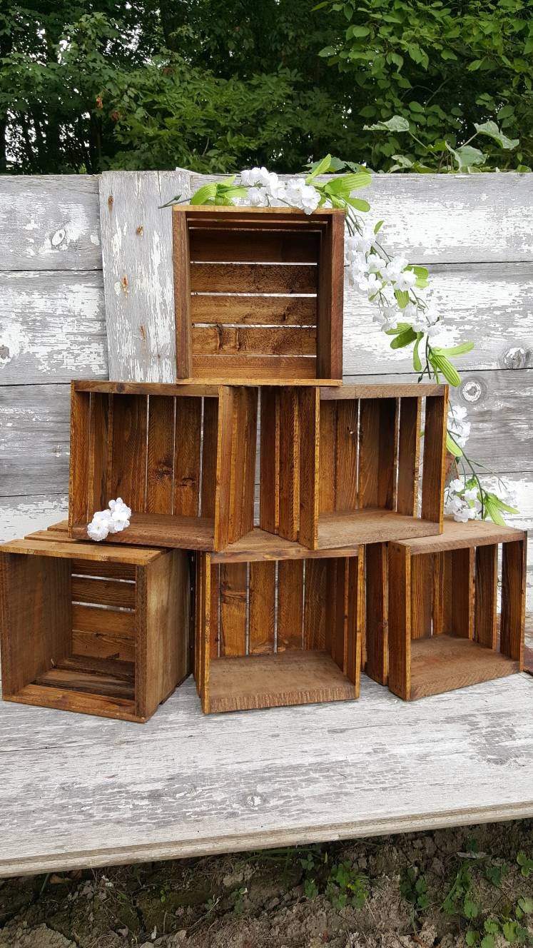 6 Rustic Wood Crates 8x8 Wedding Cupcake Stands