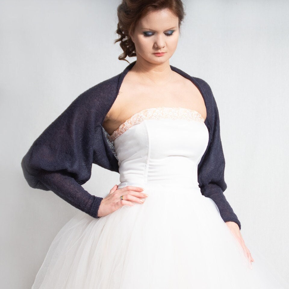 Knit Bridal Bolero Wedding Jacket Mohair Silk Puff Sleeve Sweater Elegant Bridesmaid Cover Up