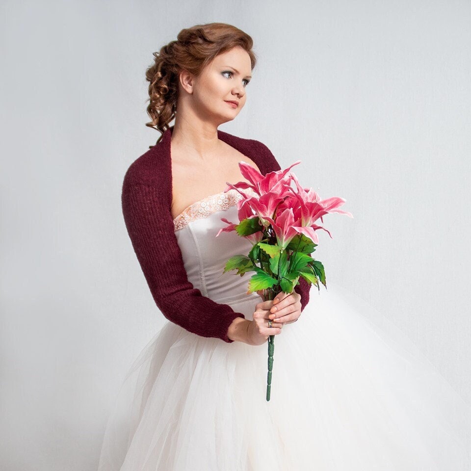 Wedding Jacket, Alpaca Silk Bolero Cardigan Bridal Jacket Sweater Handmade Cover Up