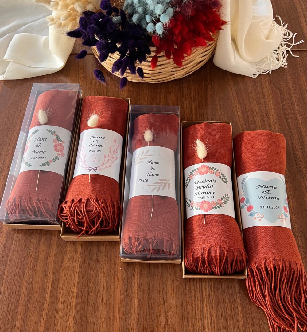 Burn Orange Cotton Blend Shawl, Wedding Bridesmaid Gift