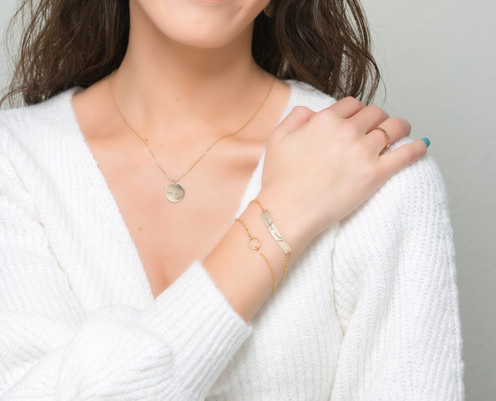 Custom Signature Bracelet, Engraved Memorial Personalized Actual Handwritten Jewelry, Handwriting Meaningful Gift For Women