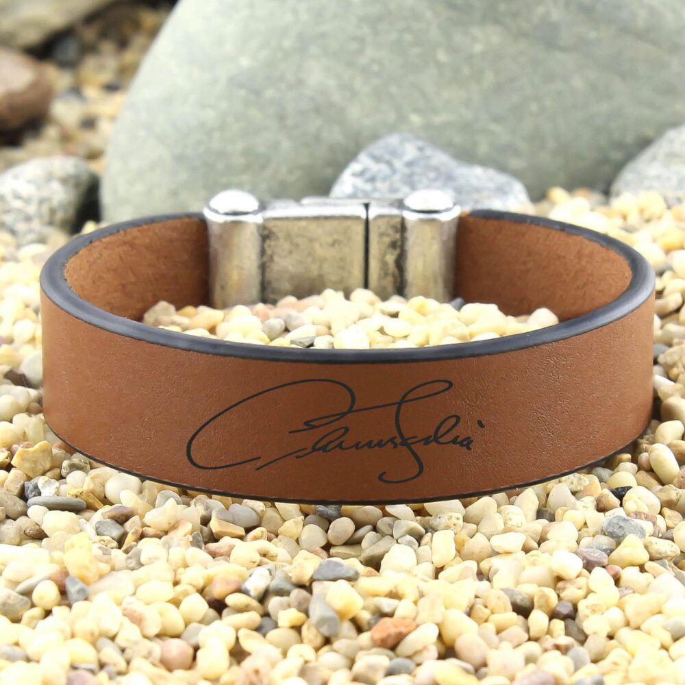 Personalized Signature Bracelet, Leather Cuff Custom Handwriting, Actual Jewelry, Keepsake Gift
