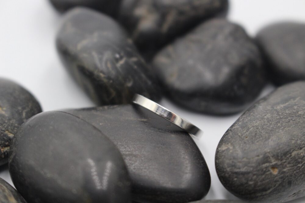 Simple White Gold Flat Band, Wedding Stacking Classic Unisex