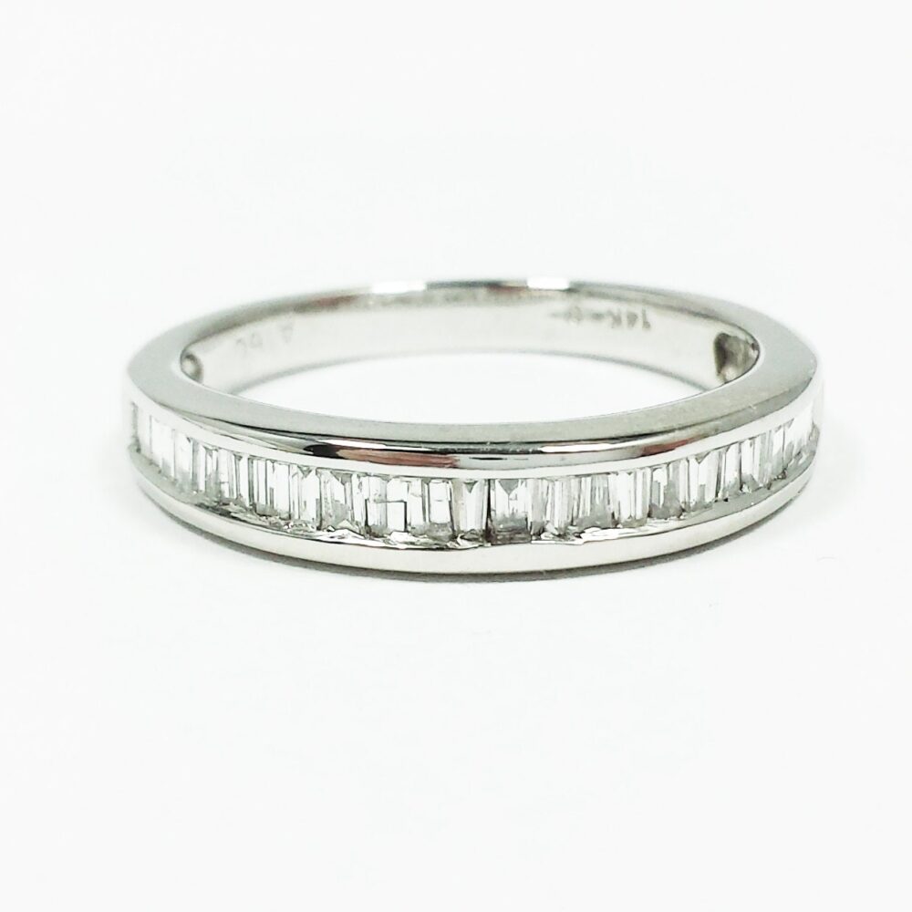 Diamond Baguette Wedding Band Channel Vintage Stacking Ring 14K White Gold 0.75Ctw Sz 7