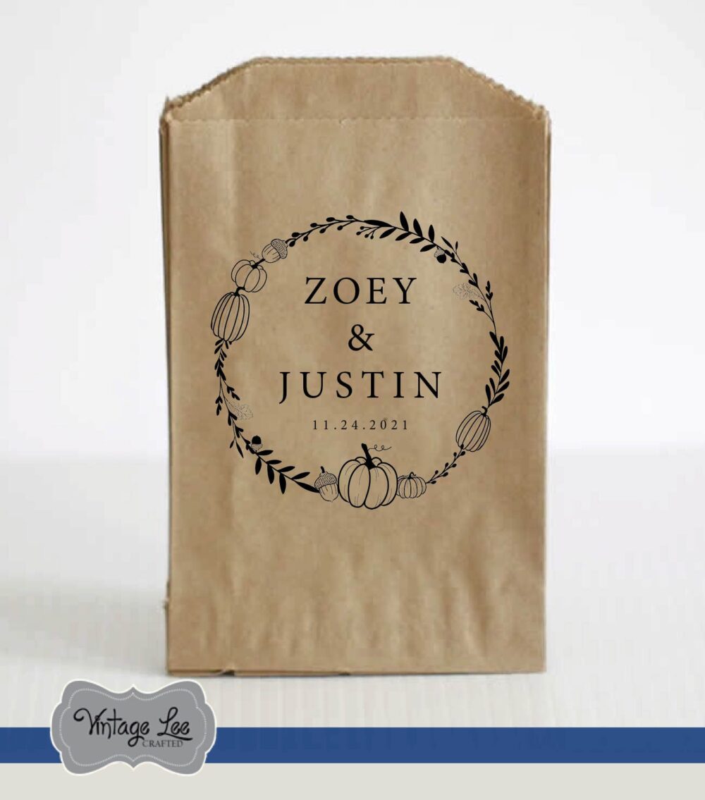 Fall Wedding Favor Bags, Candy Buffet Bag, Cookie Treat Personalized Favor, Tags, Bags