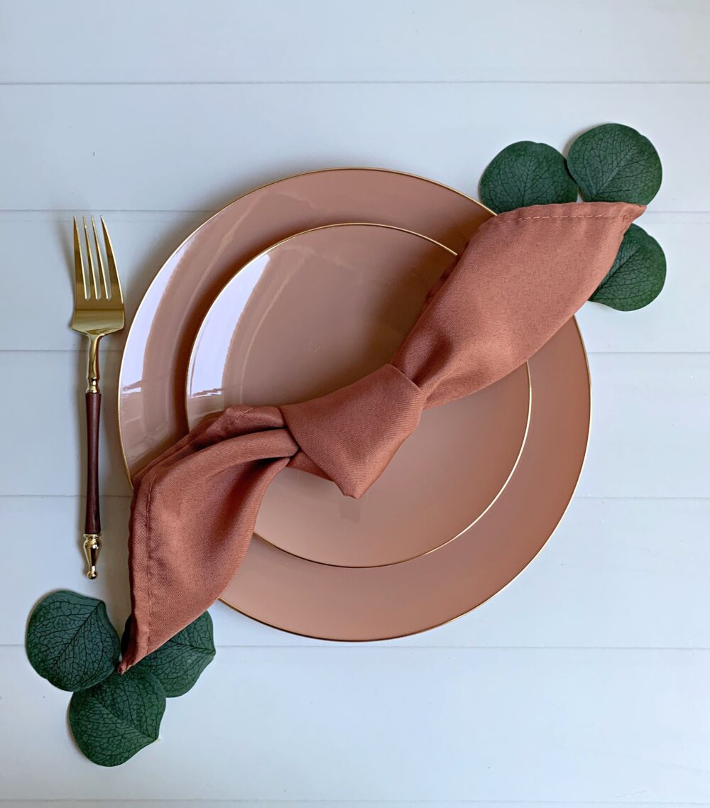 Clay With Gold Dinner Plates - Disposable Plastic Wedding Tableware