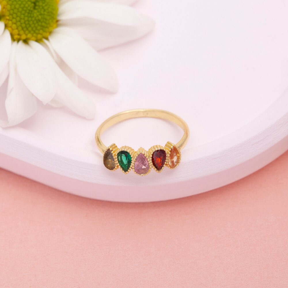 Family Birthstone Rings, Emerald Ring, Gold Personalized Dainty Diamond Rings For Mom, Jewelry