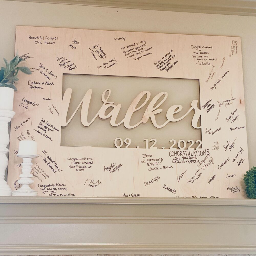 Wedding Guest Book Sign, 3D Laser Cut Names & Date, Personalized Reception Decor, Custom Signature Board, Alternative