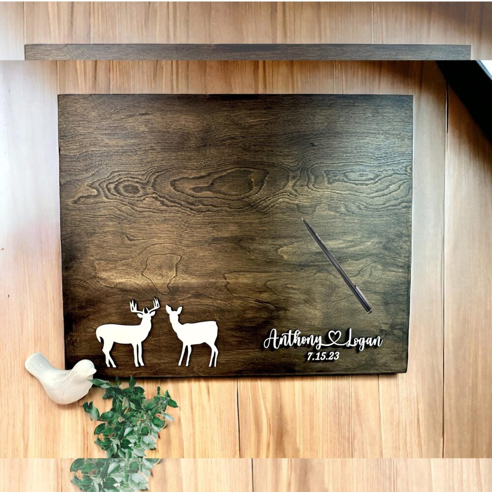 Personalized Guestbook Alternative Laser Cut 3D Wedding Board For Signatures Engraved