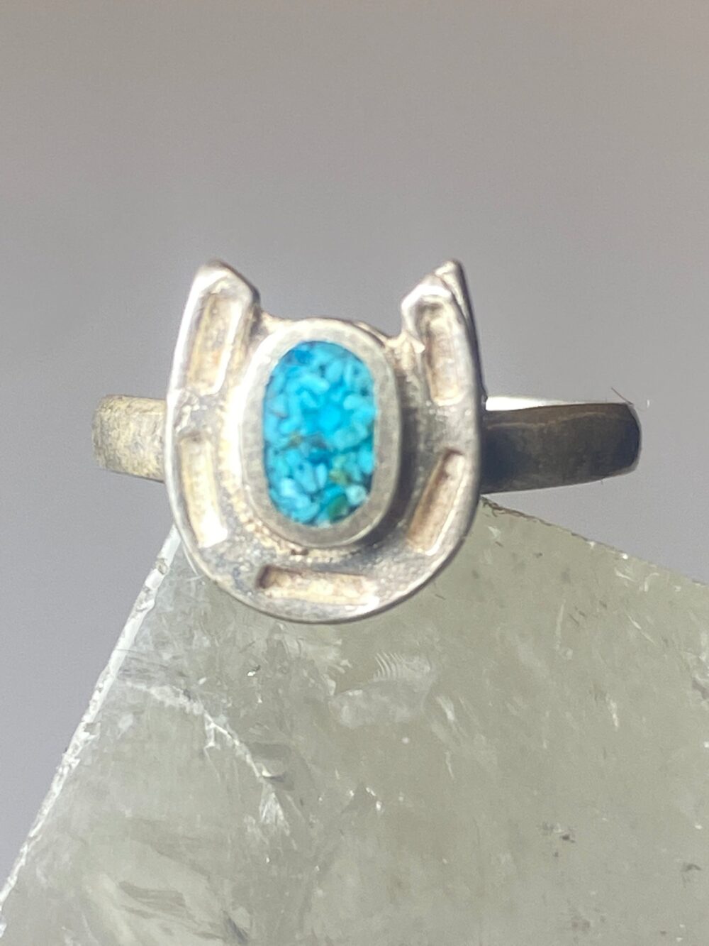 Horseshoe Ring Size 5.75 Turquoise Southwest Pinky Sterling Silver Women Girls