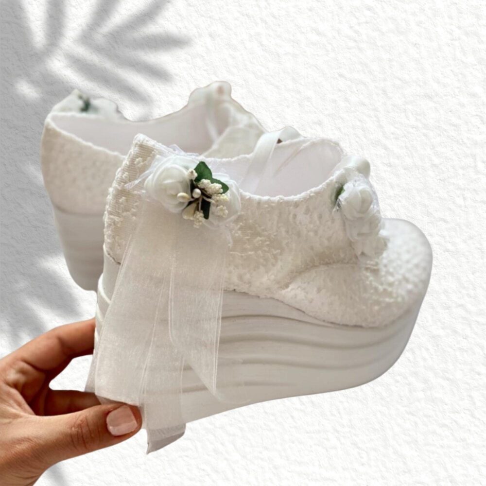 Flower Wedding Sneakers - Comfortable Bridal Dance Shoes