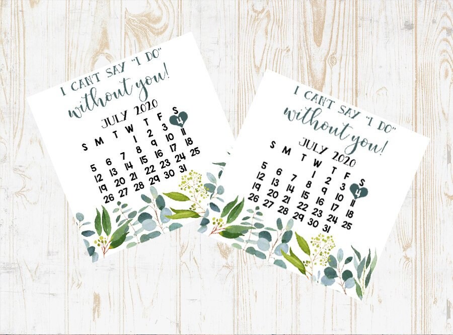 Bridesmaid Proposal Calendar, Save The Date, Calendar Card, I Can't Say "I Do" Without You Floral Wedding Date Card