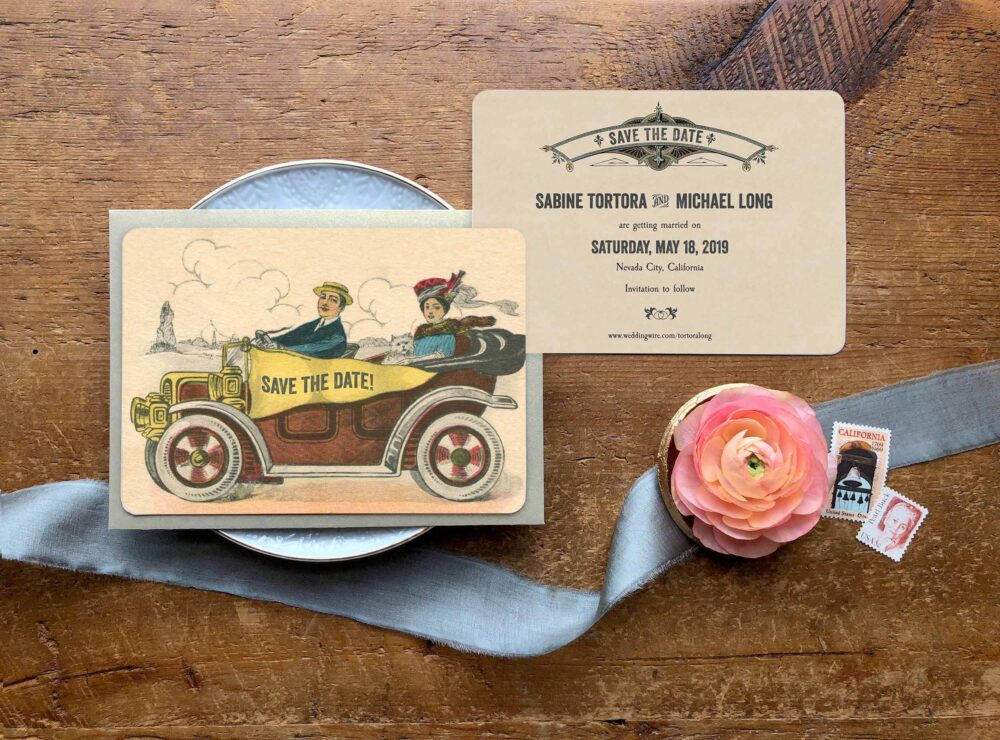 Victorian Wedding Save The Date Postcard Custom Pet Portrait